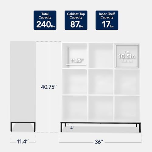 Best Choice Products 9-Cube Bookshelf, 3-Tier Wood Storage Bookcase W/Legs, 11in Shelf Opening, Cube Organizer, Living Room, Office, Nursery - White - Image 2