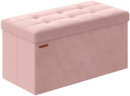 SONGMICS Storage Ottoman Bench, 30 Inches Velvet Foldable Foot Rest by SONGMICSbySONGMICSHOME