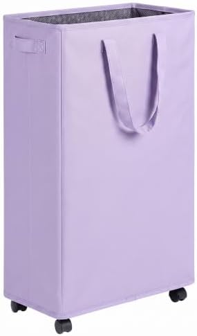 efluky Slim Laundry Hamper with Wheels, Rolling Laundry Basket for Clothes, Small Laundry Basket for Bedroom, Dorm and Laundry Room, 75L (19.8 Gallons) Purple by efluky