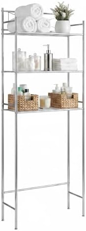 Honey-Can-Do Over-the-Toilet Bathroom Storage Shelf, Steel, Chrome, 3-Tier by Honey-Can-Do