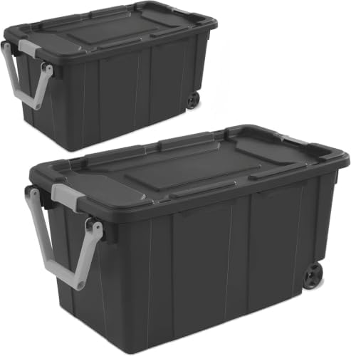 2 Pack Heavy Duty Extra-Large 40 Gallon Rolling Storage Bin by Unknown