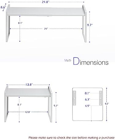 Nxconsu Cabinet Shelf Riser, Adjustable Cabinet Organizer, 8.6" Deep White - Image 3