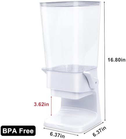 Cereal Dispenser Countertop 2Pc, Cereal Containers Storage, 5.5Qt Organization and Storage Containers for Kitchen, Snack Dispenser for Rice, Grains, Nuts, Dry Food, Oatmeal, Pet food, White - Image 6