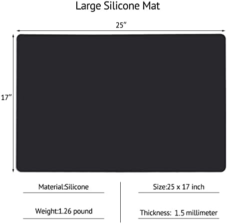 Gartful Silicone Mats for Kitchen Counter, Thicker 0.06", 25 x 17 inches Multipurpose Table Mat, Silicone Pad Desk Work Mat, Nonstick Nonskid Heat-Resistant Pad, Placemat, Black - Image 2