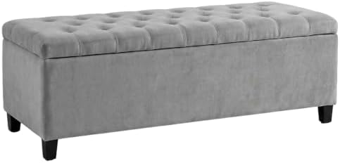 Madison Park 49" Upholstered Storage Bench, Button Tufted End of Bed Bench with Storage, Dual Spring Soft-Close Lid, Bedroom Bench for Queen King Bed, Entryway Living Room, Grey by MADISONPARK