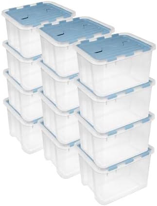 SteriliteHinged Lid Storage Box Plastic Container, 60 Quart, 12 Pack by Sterilite