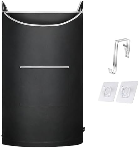 XL Hanging Laundry Hamper, Over the Door Laundry Hamper and Baskets, Wide Opening Hanging Laundry Bag,Hanging Hamper for Bathroom,Dorm,Laundry Room,Chirstmas Gifts(Black 36x22Inch). by MakeLifeSimpleandEfficient