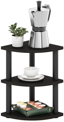 Furinno Turn-N-Tube Kitchen Countertop Organizer, 3-Tier Corner Countertop Organizer Shelf, Corner Shelf, for Kitchen, Pantry, Organizers and Storage, Espresso by Furinno-FitsYourSpaceFitsYourBudget