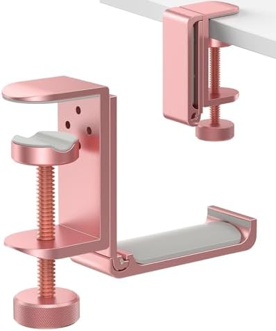 Foldable Headphone Stand and Hook – Aluminum Headset Holder Clamp Mount Under Desk, Universal Fit for Gaming Headphones, Space-Saving Hanger Organizer by APPHOME