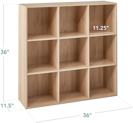 Best Choice Products 9-Cube Storage Organizer, 11in Shelf Opening, Bookcase, Display Shelf, Customizable w/ 3 Removable Back Panels - Light Oak - Image 2