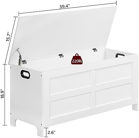MAHANCRIS Storage Bench, 39.4" Storage Chest, Toy Box with Safety Hinges - Image 3