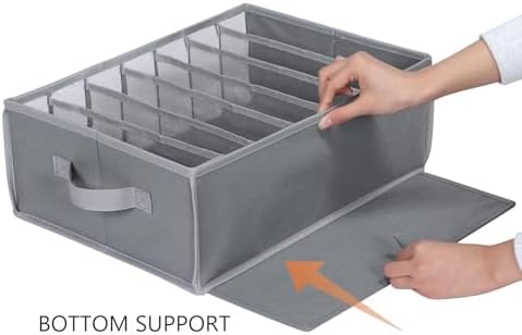 Zilink Upgraded Underwear Drawer Organizer Sock Organizer, Grey, 3 Pack - Image 4