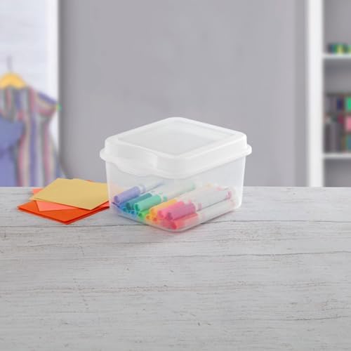 Sterilite Square Small FlipTop, Clear Plastic Storage Box, 48-Pack - Image 4