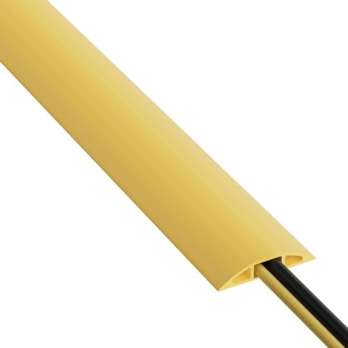 D-Line 15ft Floor Cord Cover, Cable Protector, Hide Extension Cords, Protect Cords, Prevent Cable Trips, Heavy Duty Cord Hider - Cable Cavity = 0.63" (W) x 0.31" (H) - Safety Yellow by CleanItSupply