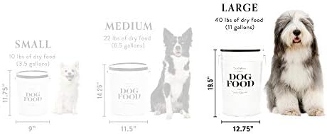Harry Barker Bon Chien Dog Food Storage Canister – Large 11 gallon, Airtight Stainless Steel Pet Food Container, Stylish Kitchen Counter Dog Kibble Storage with Easy-Open Lid - White - Image 3