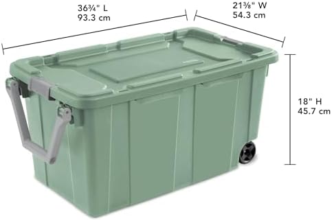 40 Gallon Light Green Rolling Industrial Storage Bins 2-Pack, Heavy-Duty Plastic with Leakproof Lid & Latches, Stackable for Garage Warehouse Equipment Transport - Image 4