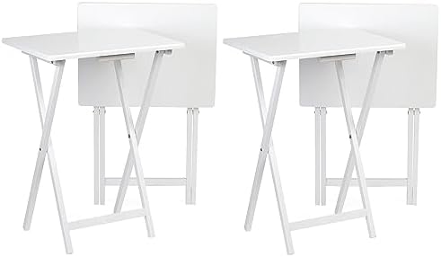 PJ Wood - Folding TV Tray Table Set - White Set of 4 by PJWood