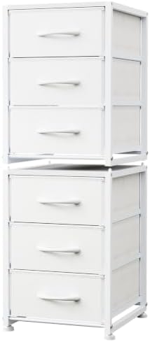 2-Pack Stackable 3-Tier Storage Drawers (6 Drawers Total), Small Dresser for Closet, Narrow Fabric Dresser with Wooden Top & Metal Frame, Freestanding Closet Organizer Tower for Bedroom, Living Room by DUHARS