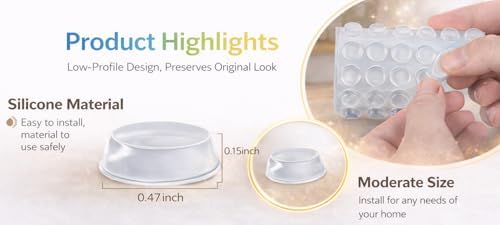 300 Pieces Cabinet Door Bumpers – Clear 0.47 Inch Round Silicone Self Adhesive Rubber Bumper Pads for Cabinets, Drawers & Furniture - Image 2