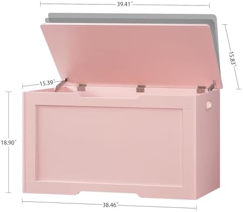 usikey 39.4” Storage Chest, Toy Box with 2 Safety Hinges, Toy Chest, Storage Bench for Bedroom, Supports 220 lb, for Living Room, Entryway, Pink - Image 3