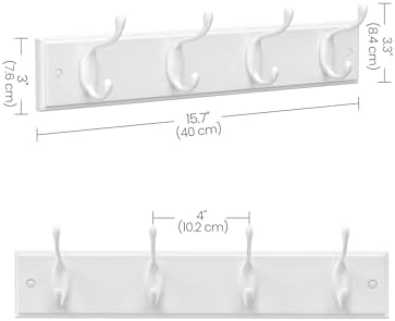 SONGMICS Wall-Mounted Coat Rack, 4 Dual Metal Hooks - Image 5