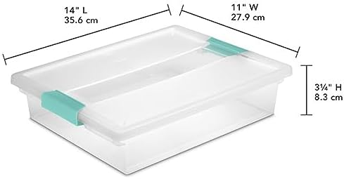 Sterilite Clip Box, Stackable Small Storage Bin with Latching Lid, Plastic Container to Organize Office, Crafts, Clear Base and Lid, Large, 1-Pack - Image 2