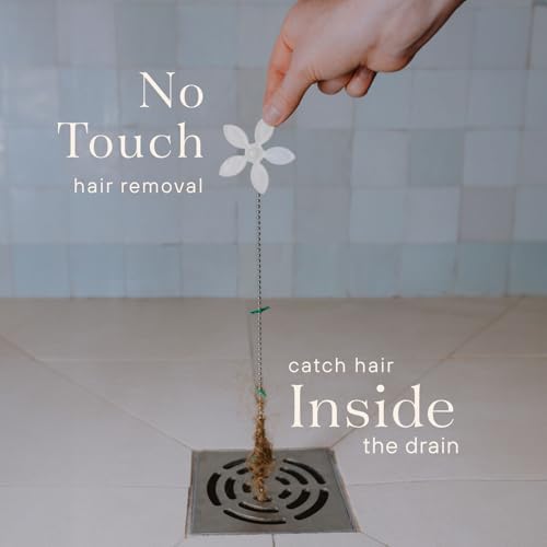 DrainWig Shower Drain Hair Catcher – Disposable Bathroom Hair Trap, Easy to Install in Shower Drain Cover, Helps Prevent Clogs – As Seen on Shark Tank – White Flower (2-Pack) - Image 2