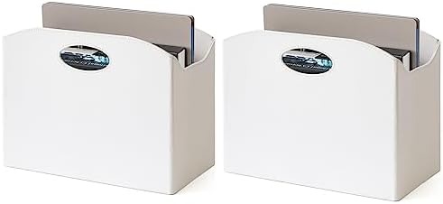 EZDeco Magazine Holder Foldable Magazine Rack Floor PU Leather File Holder Newspaper Book Storage Magazine Basket Document File Folder Organizer for Office Home (White-2) by EZDeco
