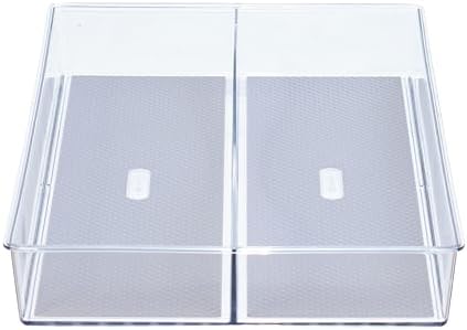 Glad Drawer Organizer Bin, Divided Clear Plastic Storage Tray for Junk Drawers, Kitchen Utensils, Bathroom Vanity & Organizing Pantry-BPA Free, Food Safe, Non Slip, 15x9 (2-Compartment) (Pack of 6) - Image 4