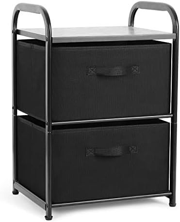 MAX Houser 2 Drawer Wide Fabric Dresser Storage Organizer Unit, Black by MAXHouser