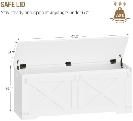 Hzuaneri 47" Modern Farmhouse Storage Chest and Bench | 59 Gal - Image 3