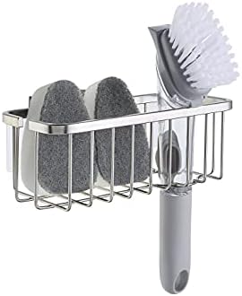 SunnyPoint NeverRust Deluxe Kitchen & Bathroom Sink Sponge Holder Organizer with Adhesive Mount - Additional Suction Cup Included – Sponge & Brush NOT Included – 7.4 x 3.3 x 2.75 Inch (Pack of 2) by SunnyPoint