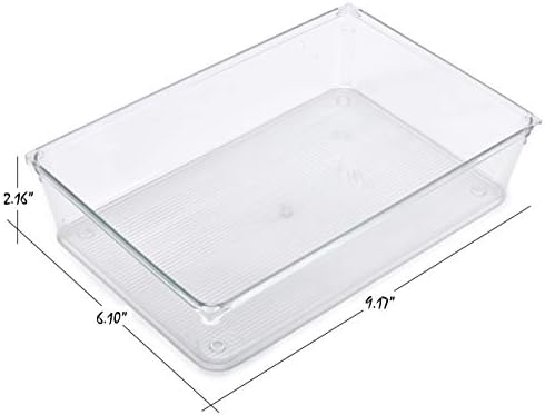 Masirs Clear Drawer Organizer - Easily Organize and Customize the Layout of Drawers. Great for Office Desk, Utensils, Cosmetics and Makeup. (8-Piece Set) - Image 4