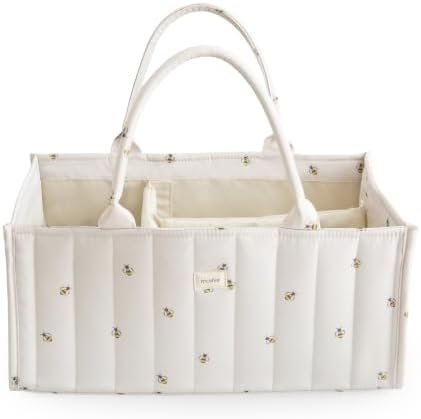 mushie Baby Diaper Caddy | Newborn Essentials Organizer (Bees) by mushie