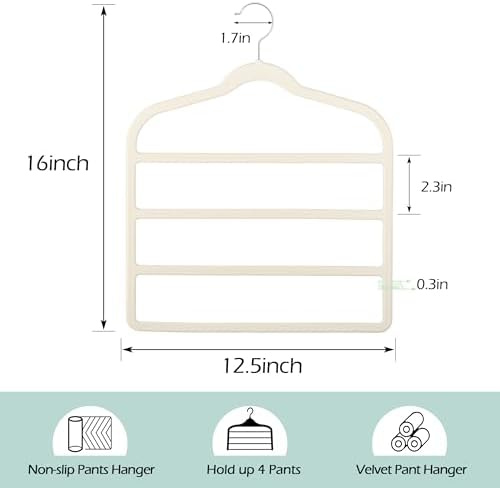 Velvet Pant Clothes Hanger Space Saving Non Slip Hanger Jean Slack Hangers - Image 6