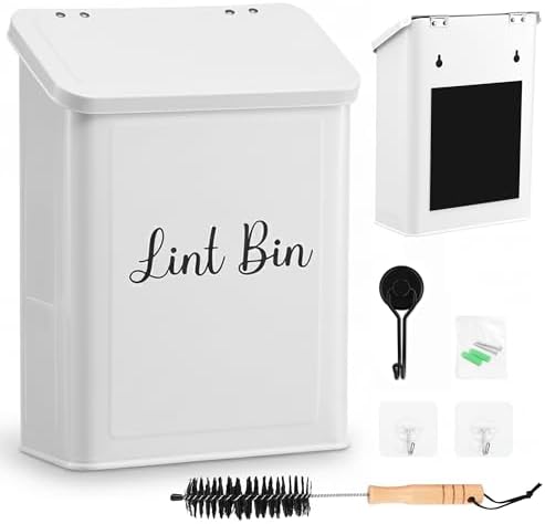 TIRIA Magnetic Lint Bin Wall Mount Metal Dryer Lint Collector Trash Cans 5L by Unknown