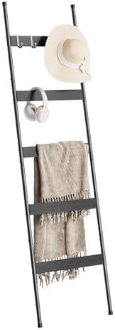 ELYKEN Blanket Ladder, 5-Tier Towel Rack, Wall-Leaning Quilt Holder by ELYKEN