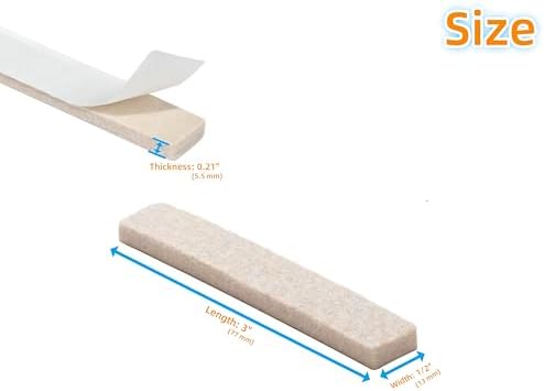 Furnigear Felt Strips with Adhesive Backing for Furniture - Felt Furniture Pads for Hardwood Floors, Furniture Chair Feet Felt Pads, Furniture Floor Protector Sliders 30 Pcs 3 x 1/2" Rectangular Beige - Image 3