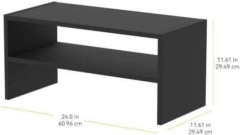 Whitmor Wood Shoe Rack, Stackable Storage Shelf, 24" Wide, Black, 2 Pack - Image 3
