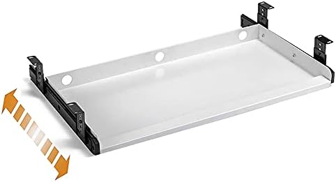 Keyboard Tray Under Desk Heavy-Duty Metal Slide-Out Platform Drawer Tray (White) by SKYZONAL