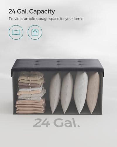 SONGMICS Storage Ottoman Bench, 30 Inches Folding Foot Rest Stool - Image 5