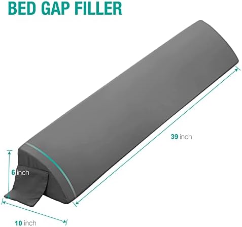 Vekkia Twin Bed Wedge Pillow for Headboard, Bed Gap Filler (0-6") Gray - Image 4