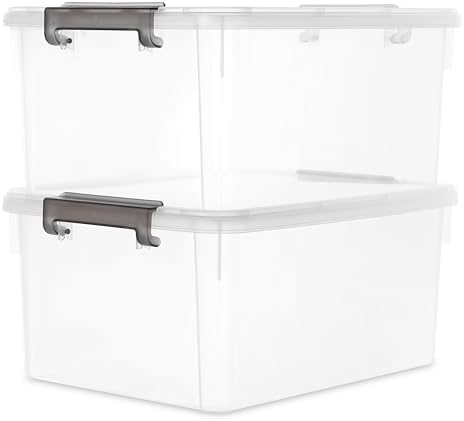 Citylife 2-Pack 17 QT Clear Plastic Storage Bins with Latching Lids by CITYLIFEHomeOrganization