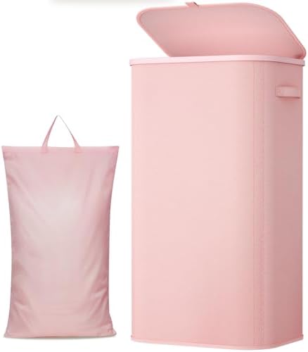 Lifewit 105L Large Laundry Hamper with Lid, Removable Inner Bag, Pink by Lifewit