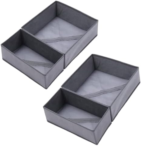 Clothes Drawer Organizer, 4 Pack, Grey by Unknown