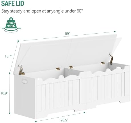 Hzuaneri 59 inches Farmhouse Storage Chest | 70 Gal | Pure White - Image 3