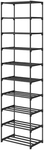 Autonomier 10 Tier Tall Shoe Rack (16.3" Wide), Narrow Lightweight Shelf by Autonomier