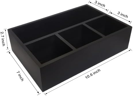 Tea Bag Organizer Black Wood Tea Bag Holder 4 Compartments Coffee Drawer - Image 5