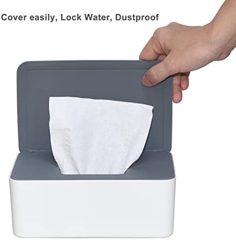Diaper Wipes Dispenser, Tissue Storage Box Case (Gray-White) - Image 3