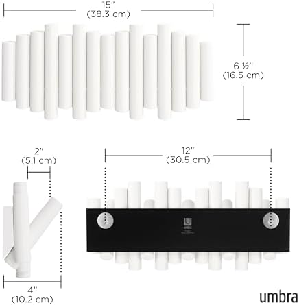 UMBRA Picket Rail Wall Stylish and Functional Hook with Five Hoops (White) (Pack of 3) - Image 3